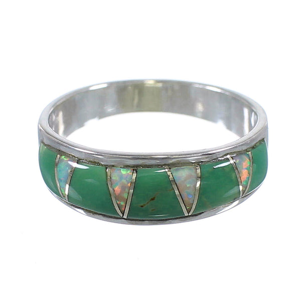 Sterling Silver Turquoise Opal Inlay Southwestern Ring Size 6-1/4 RX82972