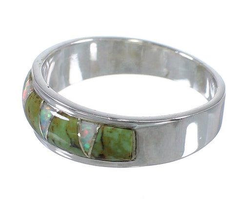 Genuine Sterling Silver Southwest Turquoise Opal Inlay Ring Size 6-1/4 RX83012