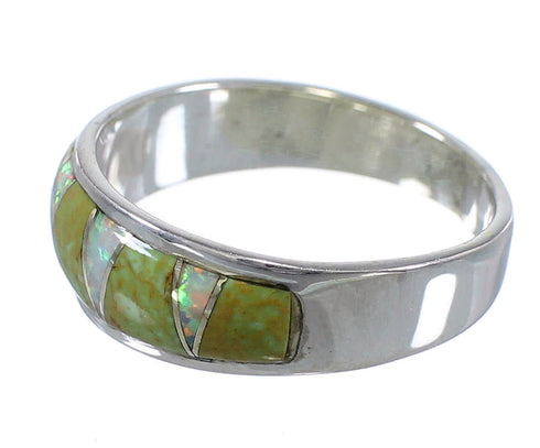 Authentic Sterling Silver Turquoise Opal Southwestern Ring Size 7-1/2 RX83024