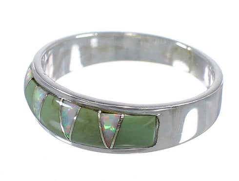 Genuine Sterling Silver Turquoise And Opal Inlay Ring Size 5-1/4 RX83027