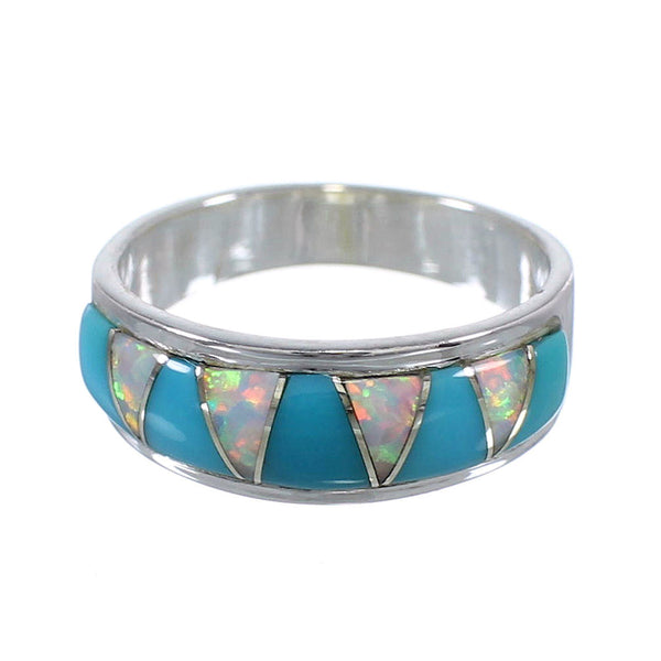 Turquoise Opal Inlay Authentic Sterling Silver Ring Size 5-3/4 RX82832
