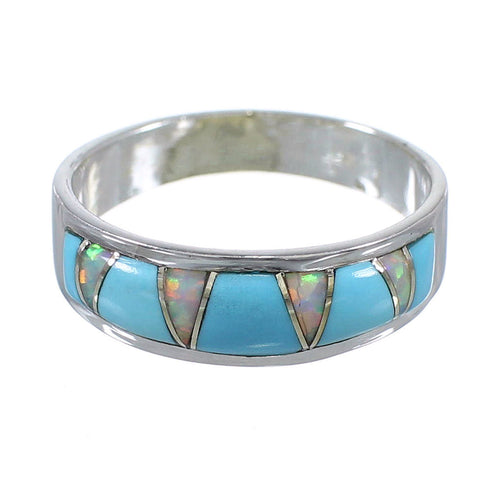 Turquoise Opal Inlay Genuine Sterling Silver Ring Size 5-3/4 RX82850