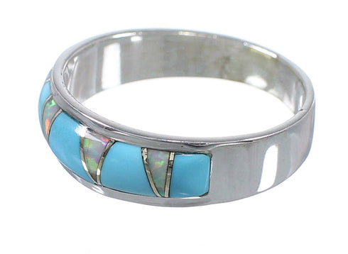 Turquoise Opal Southwestern Sterling Silver Ring Size 5-1/2 RX82847