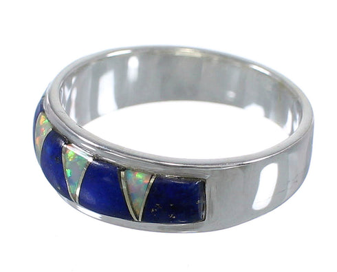 Lapis Opal Southwest Silver Ring Size 4-1/2 QX81396