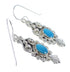 Southwest Turquoise And Genuine Sterling Silver Hook Dangle Earrings WX57587