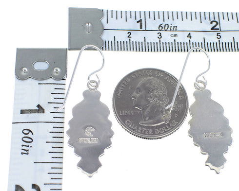 Southwest Turquoise And Genuine Sterling Silver Hook Dangle Earrings WX57587