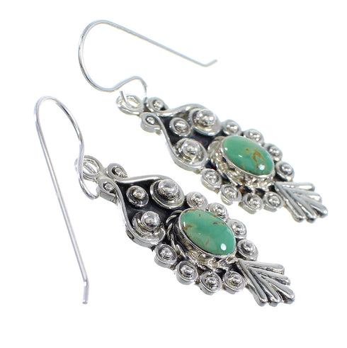 Southwest Sterling Silver Turquoise Hook Dangle Earrings WX57612