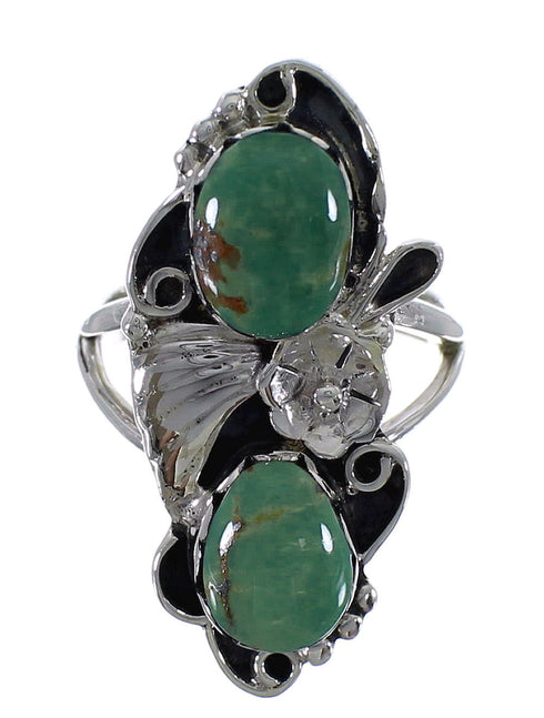 Turquoise And Genuine Sterling Silver Flower Ring Size 5-1/4 RX60197