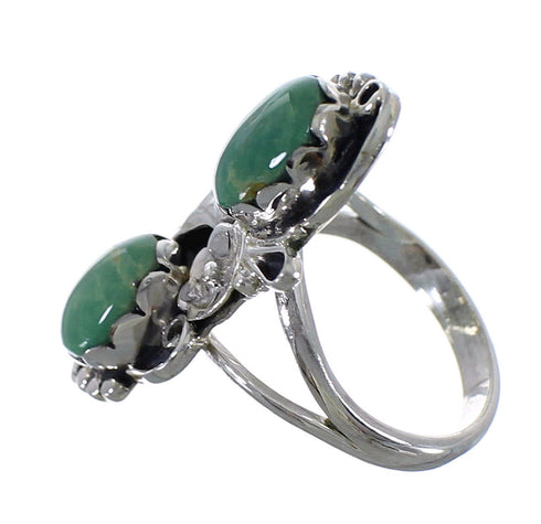Turquoise And Genuine Sterling Silver Flower Ring Size 5-1/4 RX60197