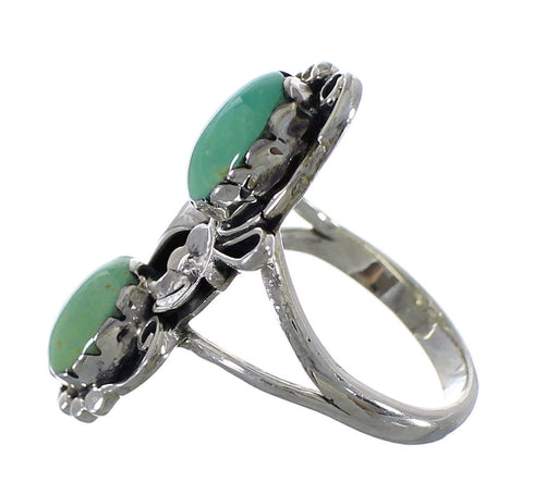 Authentic Sterling Silver Flower Turquoise Ring Size 5-1/2 RX60240