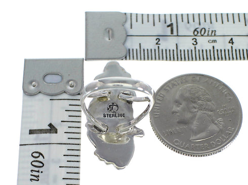 Authentic Sterling Silver Flower Turquoise Ring Size 5-1/2 RX60240