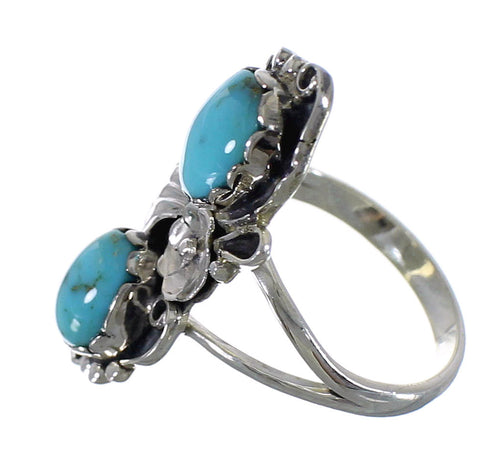 Sterling Silver Flower And Turquoise Ring Size 4-1/2 RX60254