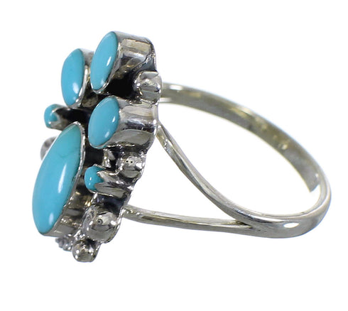 Sterling Silver Southwestern Turquoise Ring Size 7-1/4 RX60438