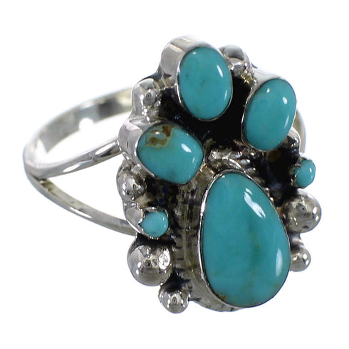 Genuine Sterling Silver Southwest Turquoise Ring Size 8-1/4 RX60478