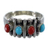 Turquoise And Coral Genuine Sterling Silver Ring Size 8-1/4 RX60693