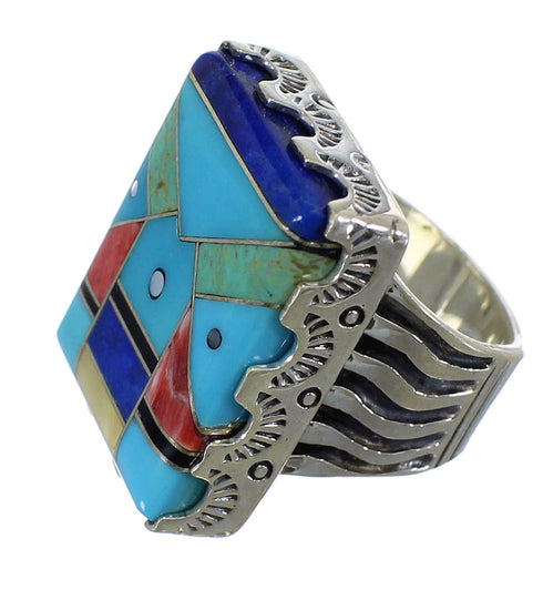 Southwestern Multicolor Silver Ring Size 5 YX76194