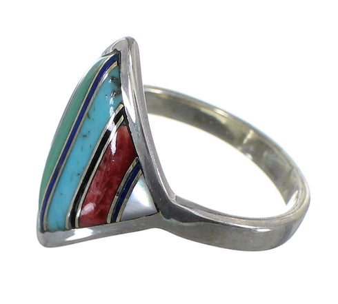 Southwestern Sterling Silver Multicolor Ring Size 5-1/4 YX76219