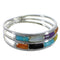 Southwest Silver Multicolor Inlay Ring Size 7-1/4 QX76031