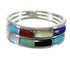 Multicolor Inlay Southwestern Genuine Sterling Silver Ring Size 6 QX76077