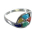 Genuine Sterling Silver Multicolor Inlay Southwest Ring Size 5-1/4 QX76094