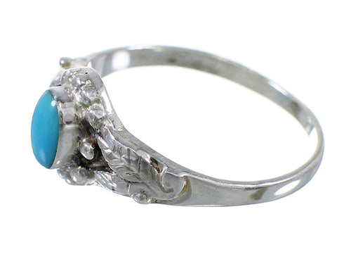 Southwestern Sterling Silver Turquoise Ring Size 7-3/4 RX58784
