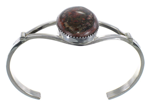 Sterling Silver Leopard Skin Navajo Cuff Bracelet EX57384