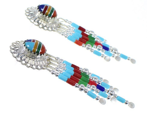 Multicolor Sterling Silver Concho Bead Earrings EX57638
