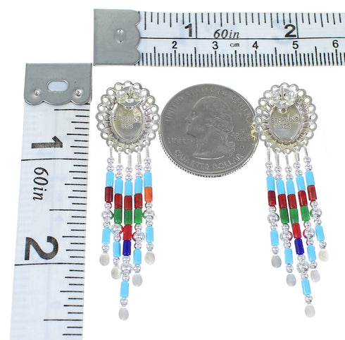 Multicolor Sterling Silver Concho Bead Earrings EX57638