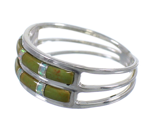 Turquoise Opal Inlay Sterling Silver Southwest Ring Size 5-3/4 QX79522