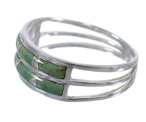 Turquoise Opal Inlay Sterling Silver Southwestern Ring Size 5 QX79523
