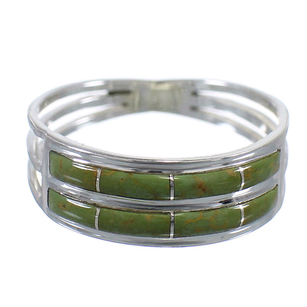 Southwestern Genuine Sterling Silver Turquoise Ring Size 6-1/2 QX79739