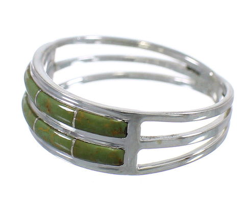 Southwestern Genuine Sterling Silver Turquoise Ring Size 6-1/2 QX79739
