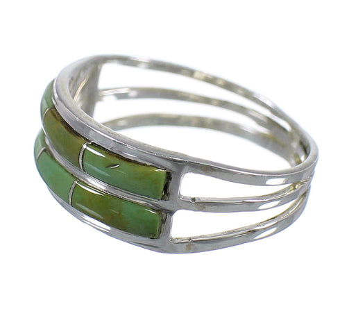 Turquoise Southwestern Silver Ring Size 7-1/2 QX79758