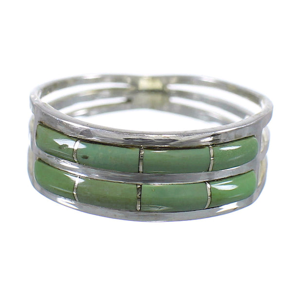 Southwestern Turquoise Silver Ring Size 7-1/2 QX79790