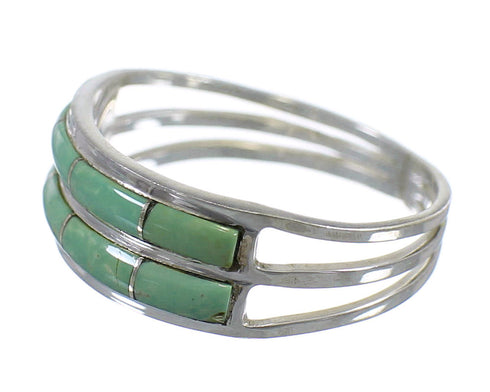 Genuine Sterling Silver Southwest Turquoise Inlay Ring Size 6 QX79984