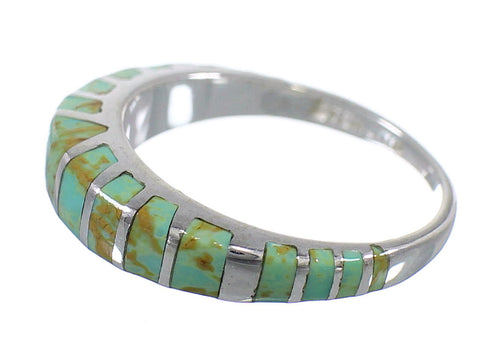 Turquoise Inlay Authentic Sterling Silver Southwest Ring Size 4-3/4 AX79689