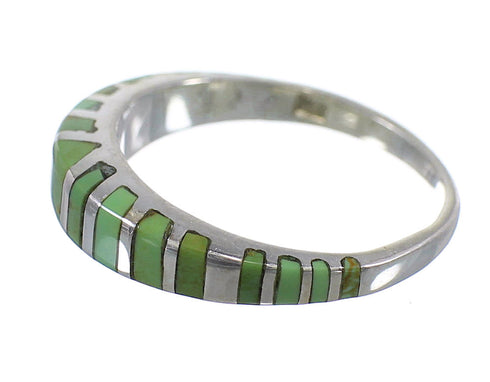 Turquoise Inlay Southwestern Silver Jewelry Ring Size 4-3/4 AX80018