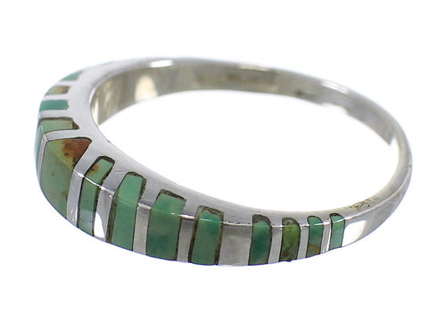 Sterling Silver Turquoise Inlay Ring Size 7-3/4 AX80033