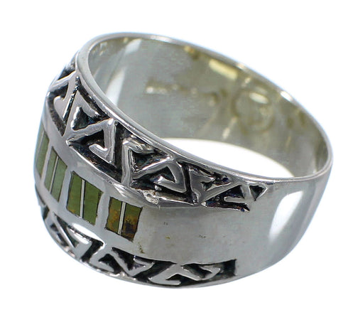 Turquoise Sterling Silver Water Wave Ring Size 7-3/4 AX80074