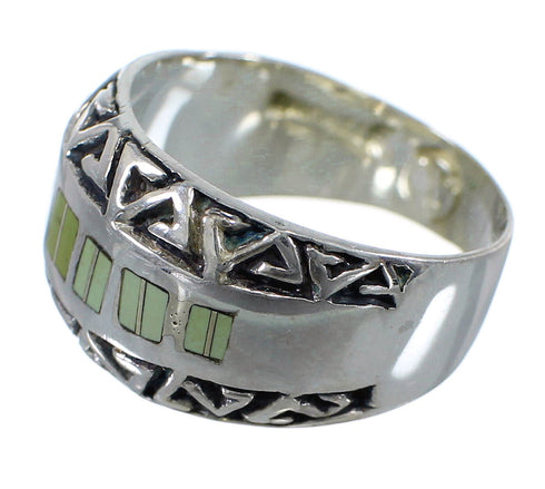 Turquoise Inlay Silver Water Wave Ring Size 8-1/2 AX80077