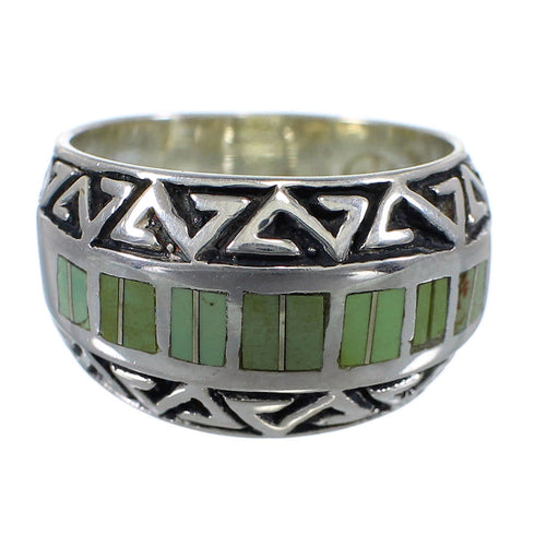 Authentic Sterling Silver Turquoise Water Wave Southwestern Ring Size 4-1/2 AX80105