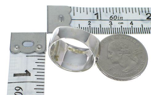 Turquoise Inlay Silver Water Wave Southwest Ring Size 7 AX80131