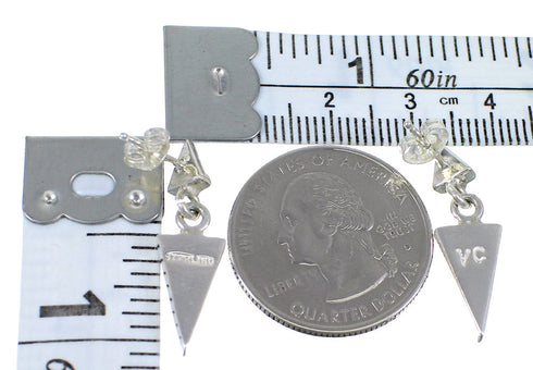 Southwest Lapis And Opal Inlay Silver Post Dangle Earrings WX57795