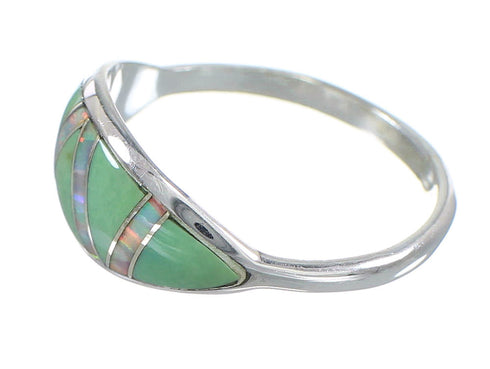 Southwestern Opal And Turquoise Silver Ring Size 8-1/2 AX82791