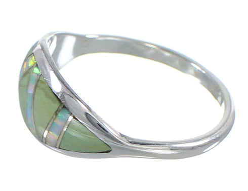 Southwest Opal And Turquoise Inlay Silver Jewelry Ring Size 4-1/2 AX82806
