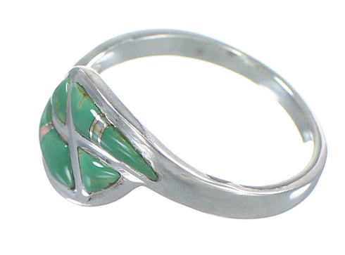 Turquoise And Opal Inlay Sterling Silver Jewelry Southwestern Ring Size 8-1/4 AX82910