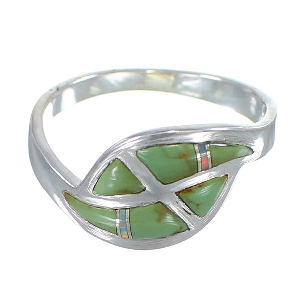 Turquoise And Opal Inlay Sterling Silver Jewelry Southwest Ring Size 5 AX82913