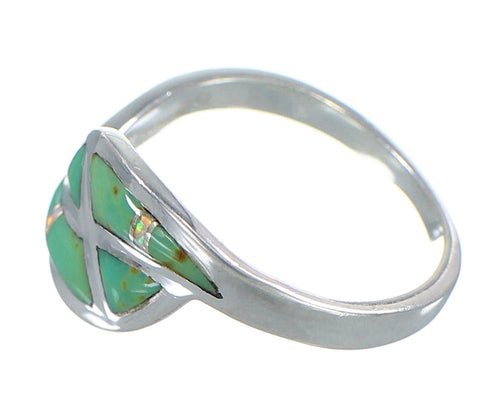 Turquoise And Opal Inlay Genuine Sterling Silver Southwestern Ring Size 5 AX82923