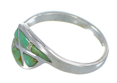 Turquoise And Opal Inlay Silver Southwest Jewelry Ring Size 8-1/2 AX82926