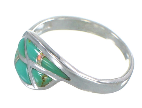 Southwest Genuine Sterling Silver Opal And Turquoise Inlay Ring Size 4-3/4 AX82931